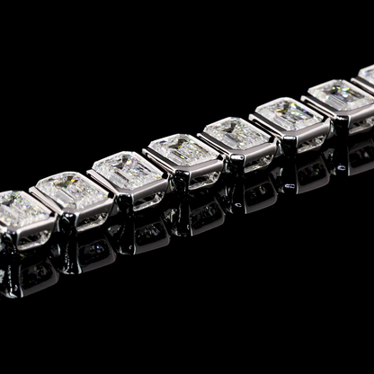 10.97 CTTW Emerald Lab Diamond Tennis Bracelet 7" 14k White Gold E Color and VVS2 Clarity jewelry-spot-usa
