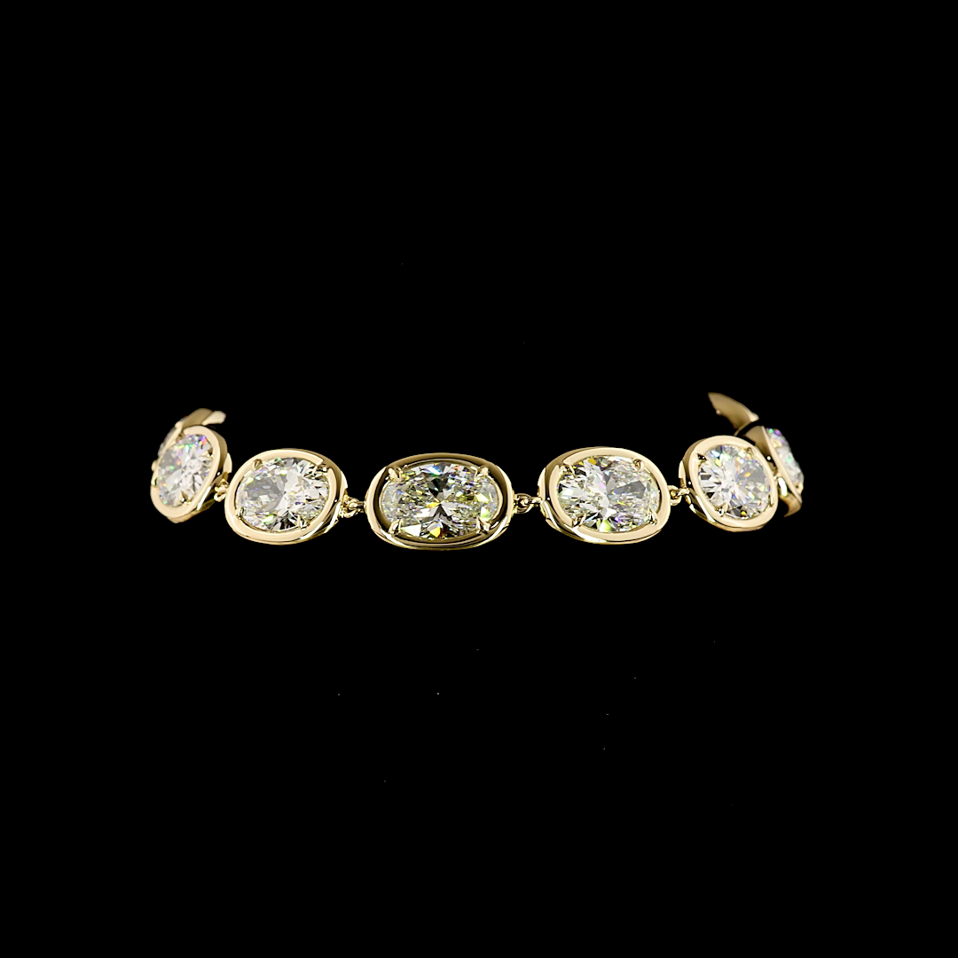 22.21 CTTW Oval Lab Grown Diamond Tennis Bracelet 7" (F Color and VS2 Clarity)