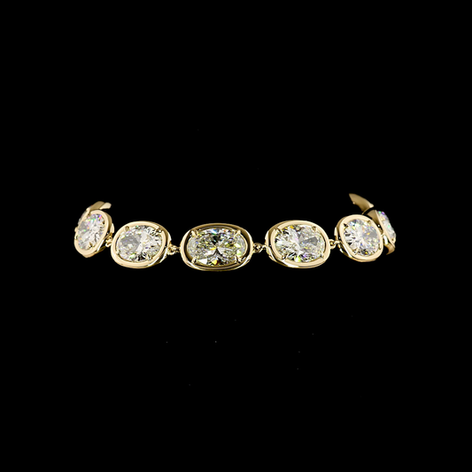 22.21 CTTW Oval Lab Grown Diamond Tennis Bracelet 7" (F Color and VS2 Clarity)