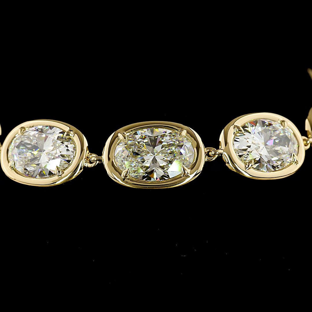 22.21 CTTW Oval Lab Grown Diamond Tennis Bracelet 7" (F Color and VS2 Clarity)