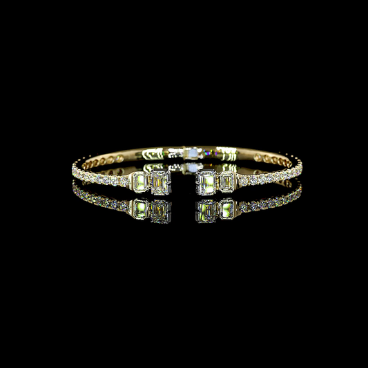 5.68 CTTW Emerald Lab Grown Diamond Bangles Bracelet (E Color and VS1 Clarity)