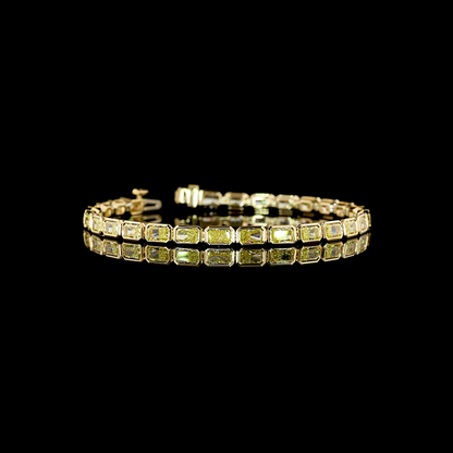 8.74 CTTW STEP Radiant Lab Diamond Tennis Bracelet (Fancy Yellow Color and VS1 Clarity)