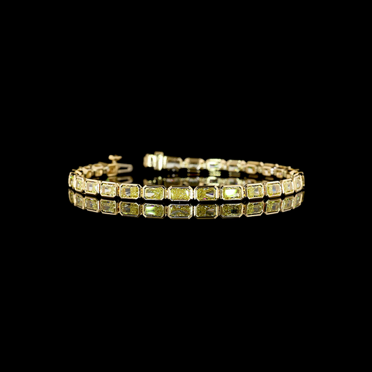8.74 CTTW STEP Radiant Lab Diamond Tennis Bracelet (Fancy Yellow Color and VS1 Clarity)