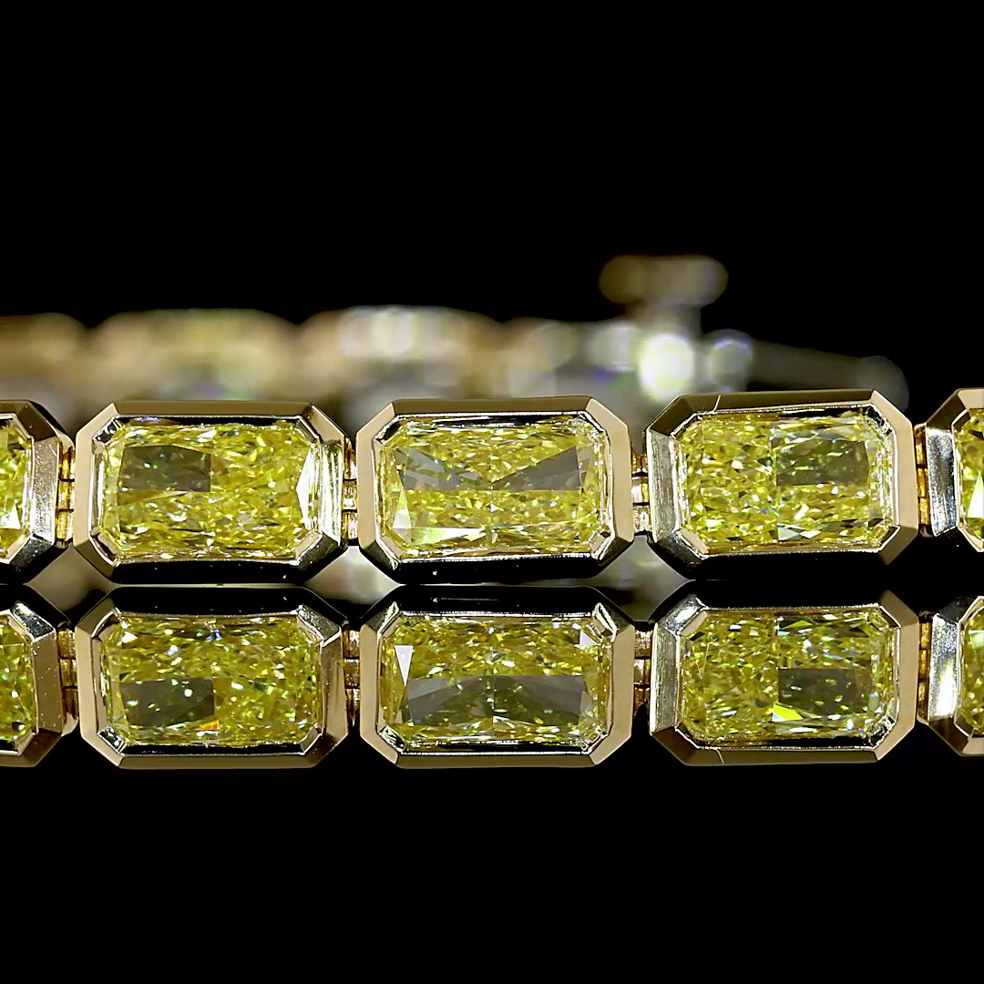8.74 CTTW STEP Radiant Lab Diamond Tennis Bracelet (Fancy Yellow Color and VS1 Clarity)