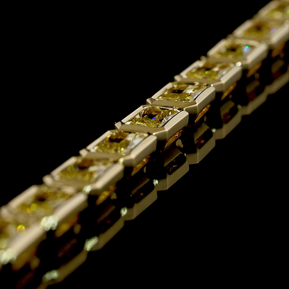 8.74 CTTW STEP Radiant Lab Diamond Tennis Bracelet (Fancy Yellow Color and VS1 Clarity)