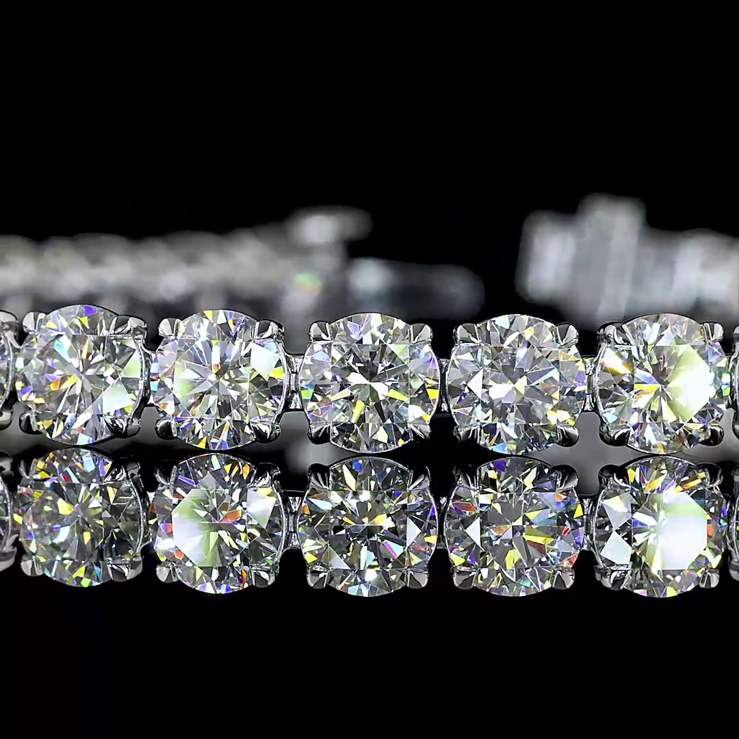 14.42 CTTW Round Lab Grown Diamond Tennis Bracelet 7" (E Color and VS1 Clarity)