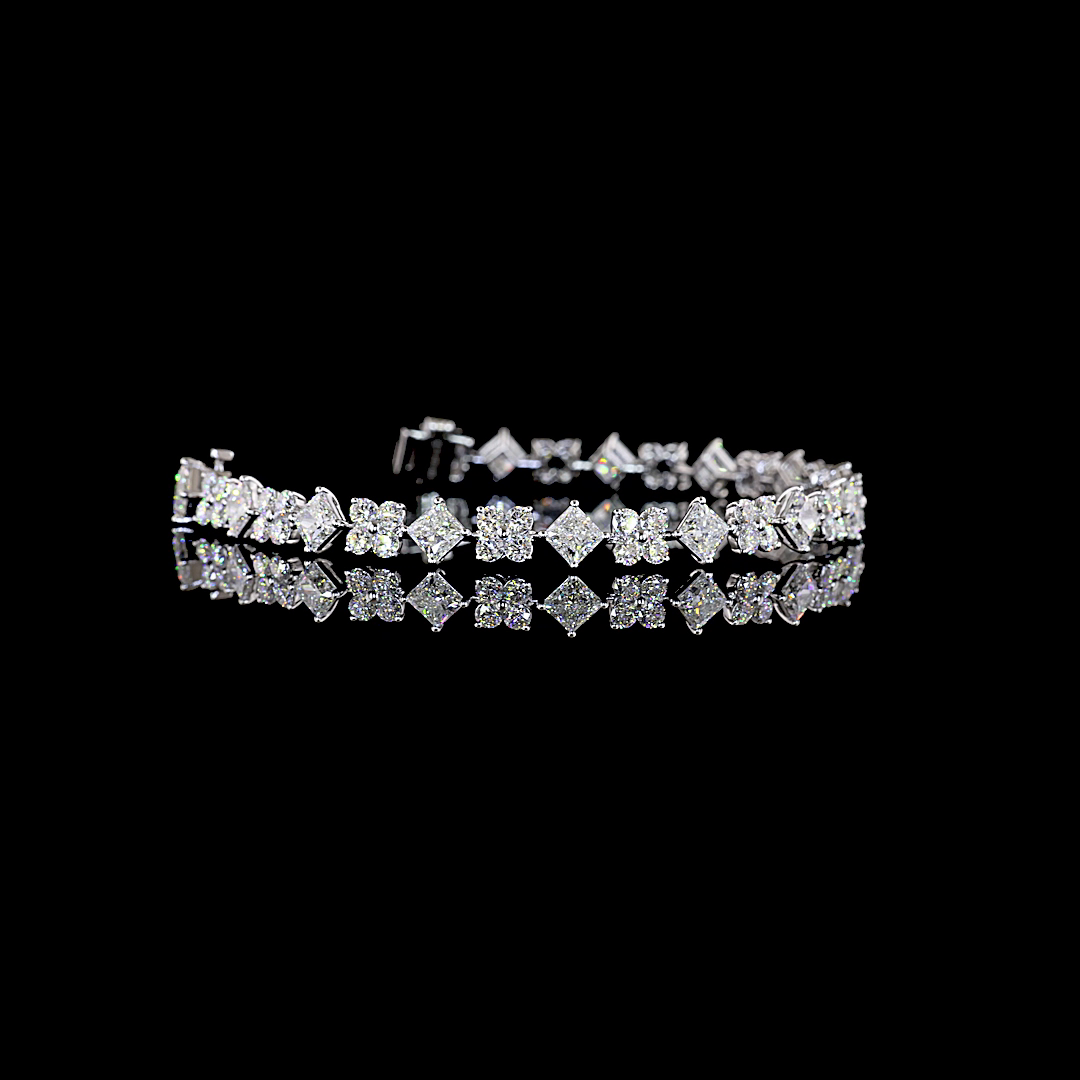 8.18 CTTW Princess Lab Grown Diamond Station Bracelet 6" (E Color and VS1 Clarity)