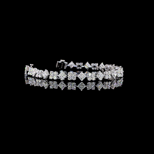 8.18 CTTW Princess Lab Grown Diamond Station Bracelet 6" (E Color and VS1 Clarity)
