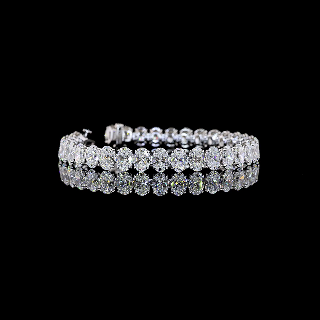 25.36 CTTW Oval Lab Grown Diamond Tennis Bracelet 7" (E Color and VS1 Clarity)