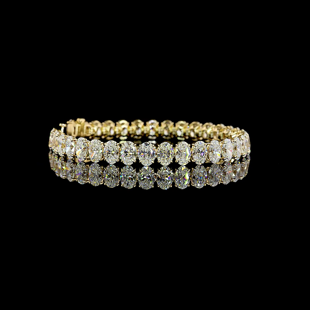 25.84 CTTW Oval Lab Grown Diamond Tennis Bracelet 7" (E Color and VS1 Clarity)