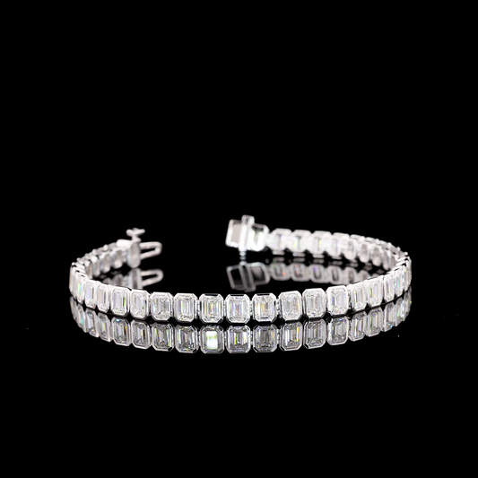 10.12 CTTW Emerald Lab Diamond Tennis Bracelet 7" 14k White Gold E Color and VVS2 Clarity jewelry-spot-usa