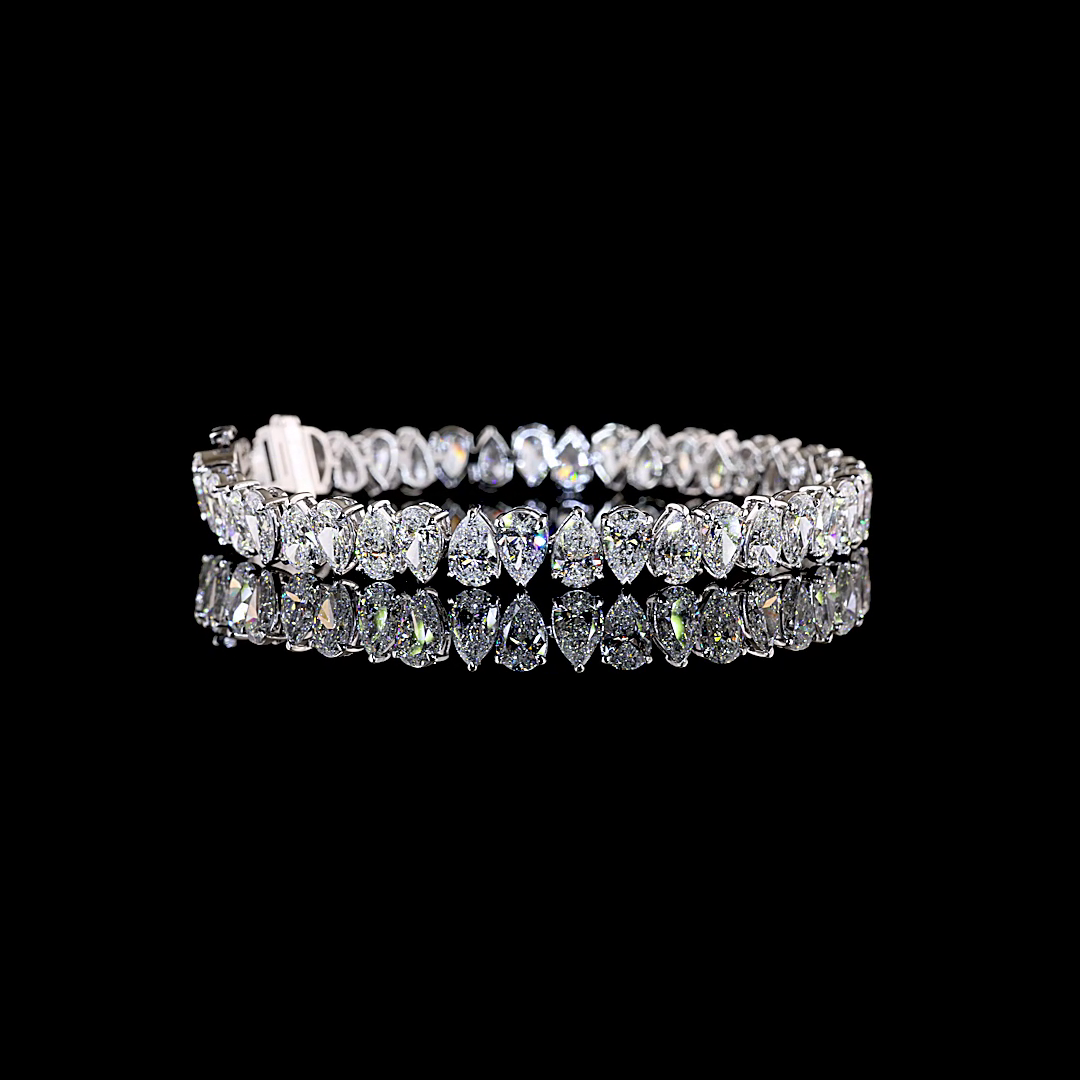 20.92 CTTW Pear Lab Grown Diamond Tennis Bracelet 7" (E Color and VS1 Clarity)