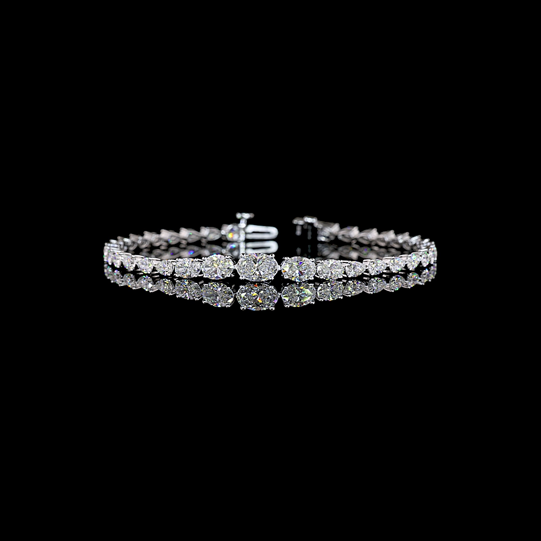 5.65 CTTW Oval Lab Grown Diamond Riviera Bracelet 7" (E Color and VS1 Clarity)
