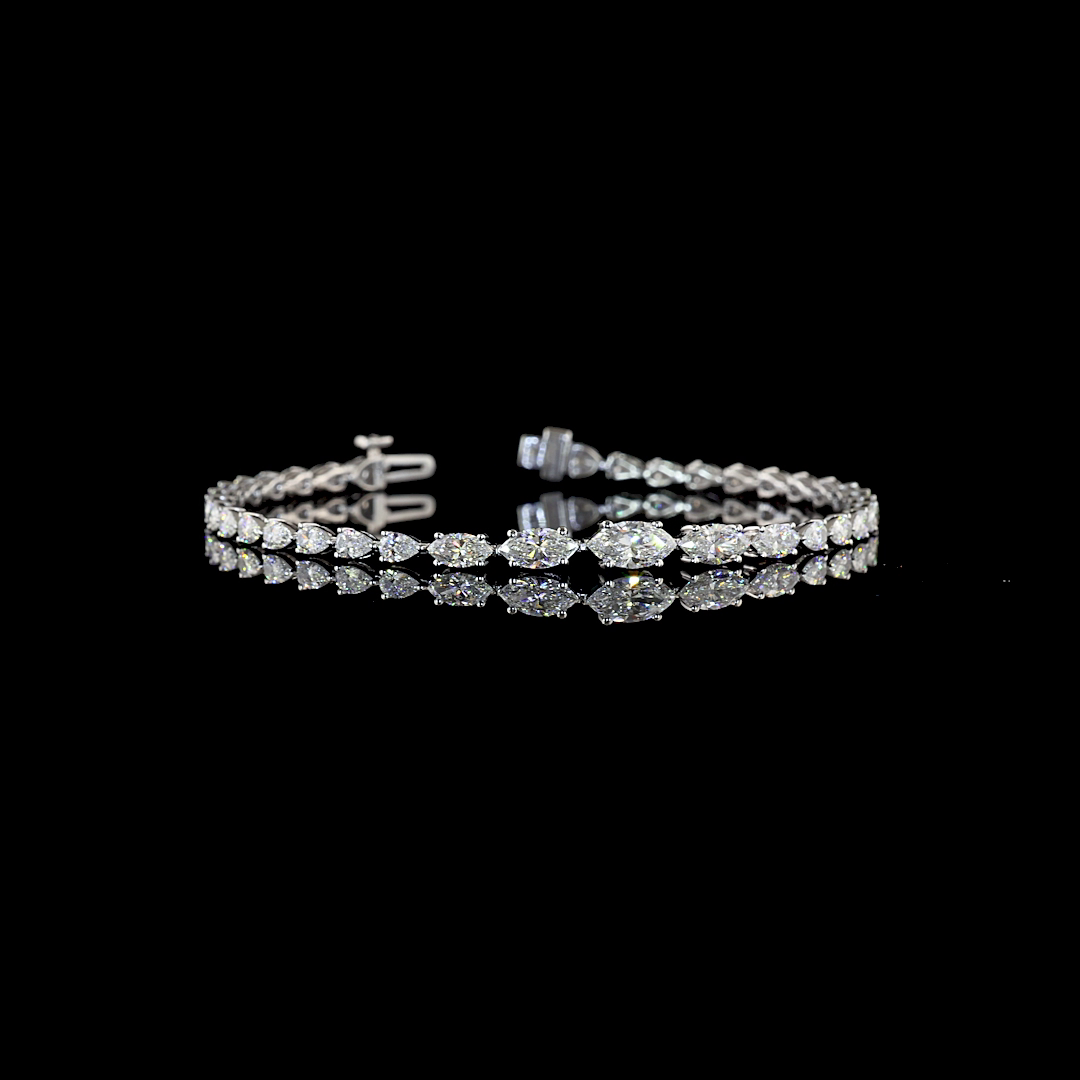 4.40 CTTW Marquise Lab Grown Diamond Riviera Bracelet 7" (E Color and VS1 Clarity)