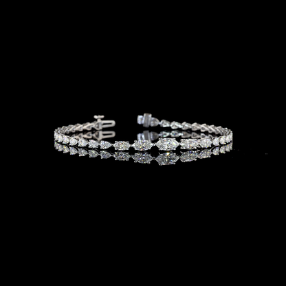 4.40 CTTW Marquise Lab Grown Diamond Riviera Bracelet 7" (E Color and VS1 Clarity)