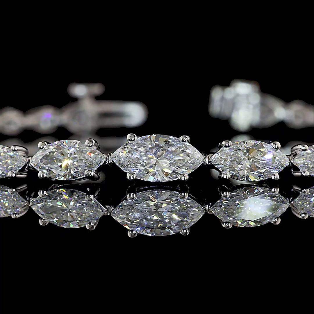 4.40 CTTW Marquise Lab Grown Diamond Riviera Bracelet 7" (E Color and VS1 Clarity)
