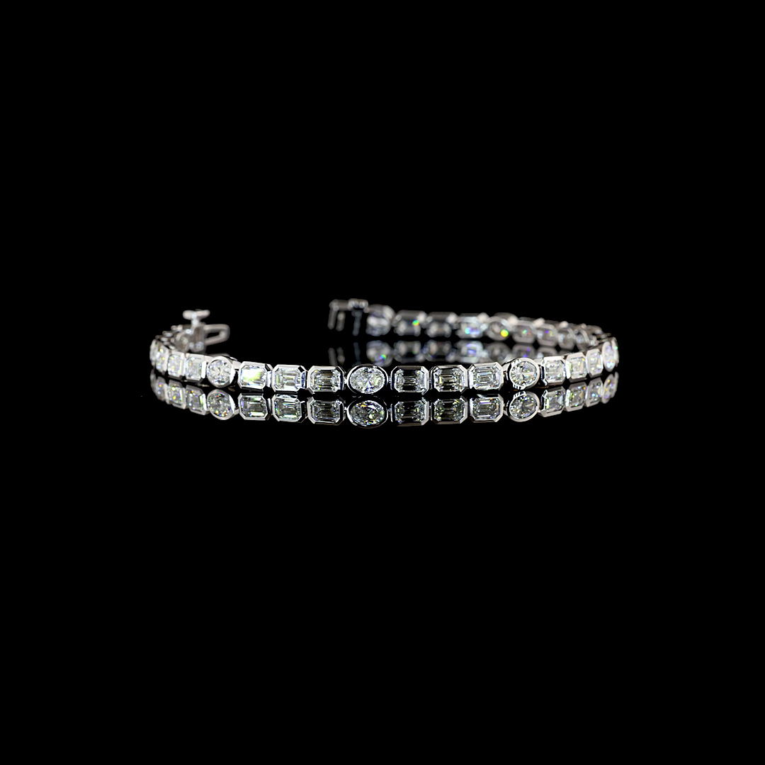5.85 CTTW Emerald Lab Grown Diamond Tennis Bracelet 6.5" (F Color and VS1 Clarity)