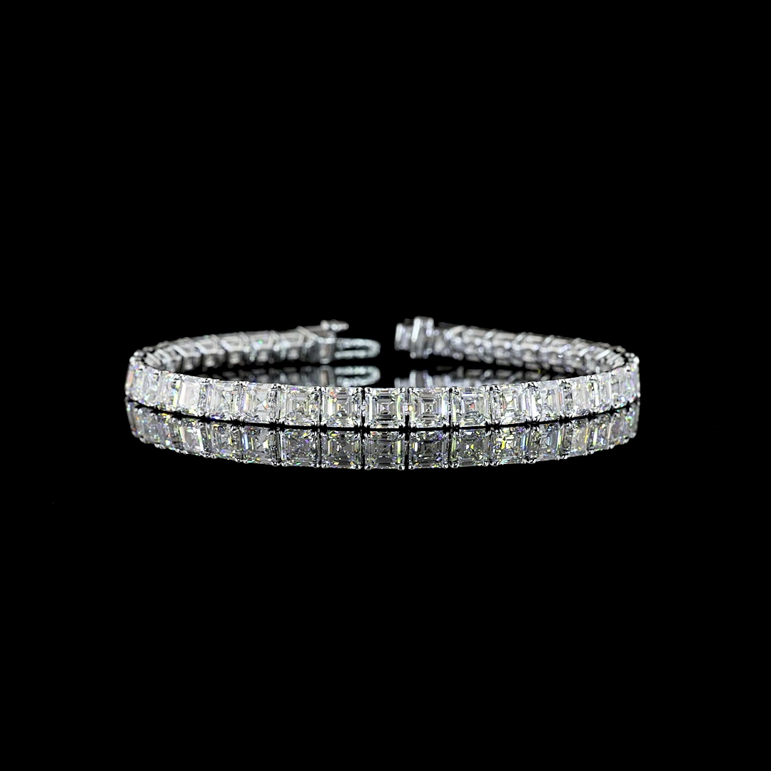 19.23 CTTW Asscher Lab Grown Diamond Tennis Bracelet 7" (E Color and VS1 Clarity)