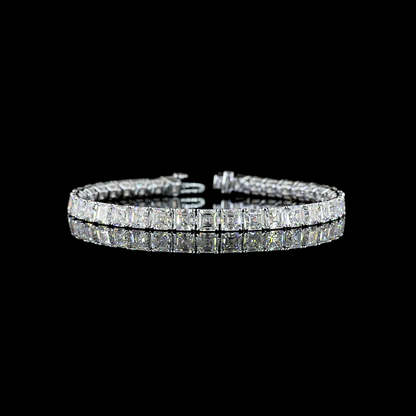 18.97 CTTW Asscher Lab Grown Diamond Tennis Bracelet 7" (E Color and VS1 Clarity)