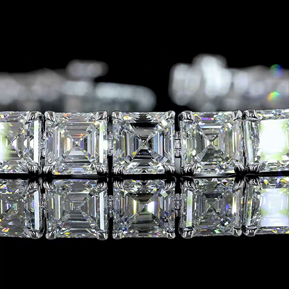 18.97 CTTW Asscher Lab Grown Diamond Tennis Bracelet 7" (E Color and VS1 Clarity)