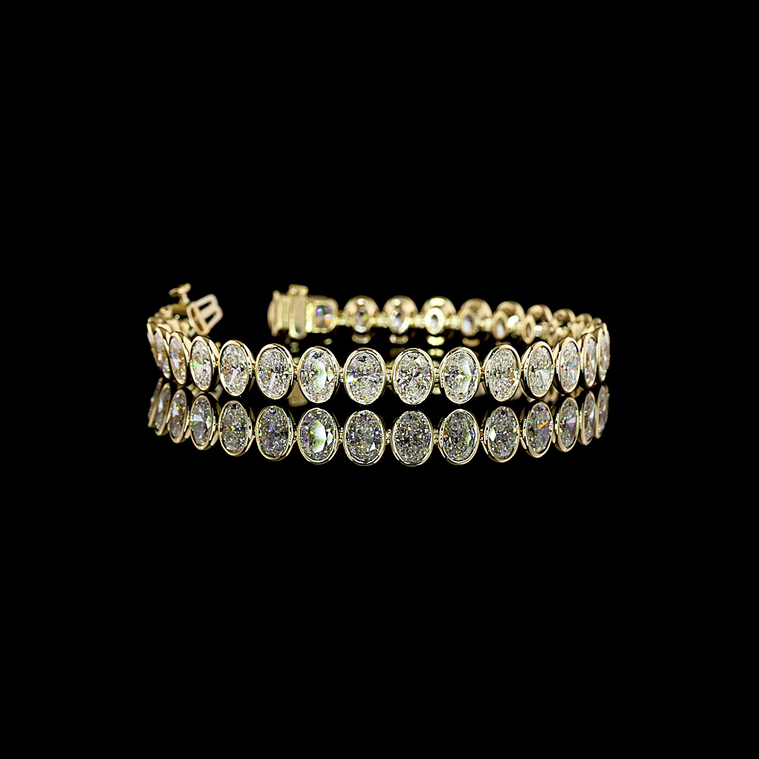 16.11 CTTW Oval Lab Grown Diamond Tennis Bracelet 7" (E Color and VS1 Clarity)