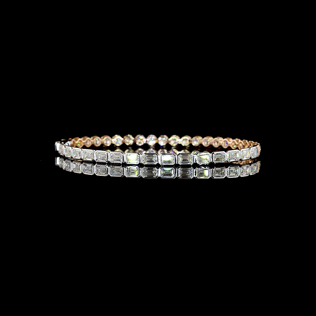 7.09 CTTW Emerald Lab Grown Diamond Bangles Bracelet (E Color and VS1 Clarity)