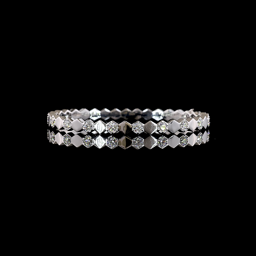 0.91 CTTW Round Lab Grown Diamond Bangles Bracelet (E Color and VS1 Clarity)