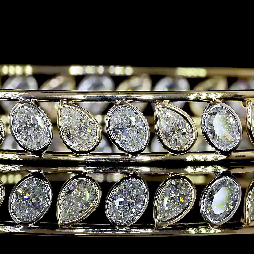 5.95 CTTW Oval Lab Grown Diamond Bangles Bracelet (F Color and VS1 Clarity)