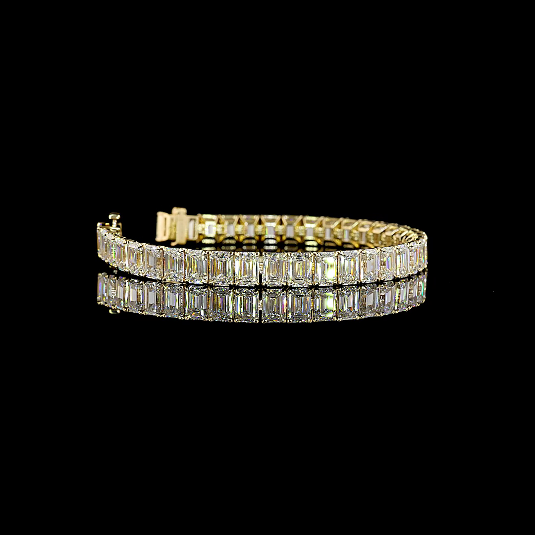 26.44 CTTW Emerald Lab Grown Diamond Tennis Bracelet 6.5" (E Color and VS1 Clarity)