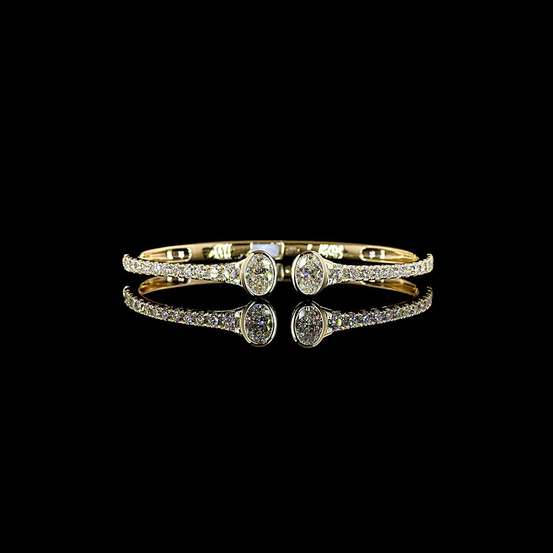 4.15 CTTW Oval Lab Grown Diamond Bangles Bracelet (E Color and VS1 Clarity)