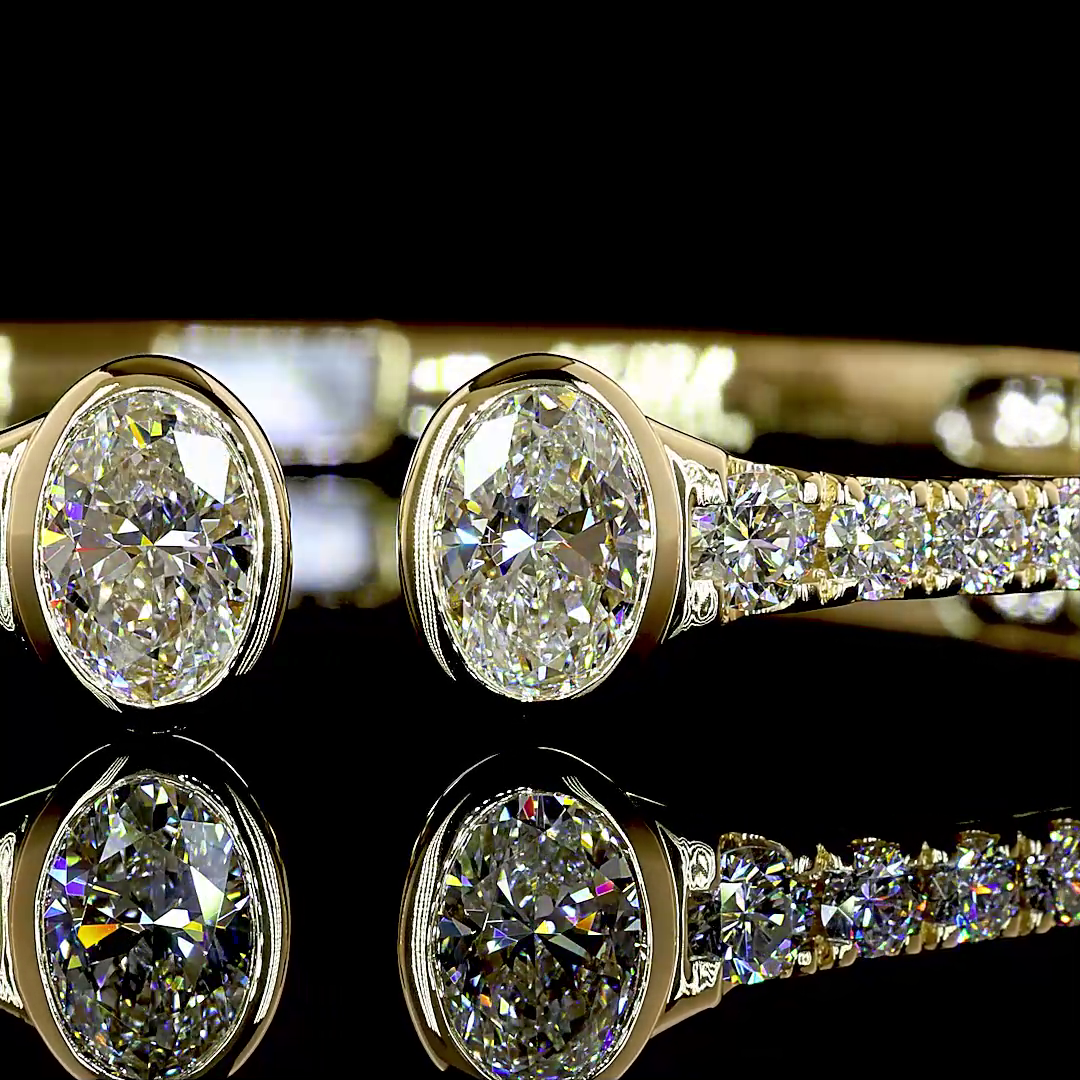 4.15 CTTW Oval Lab Grown Diamond Bangles Bracelet (E Color and VS1 Clarity)