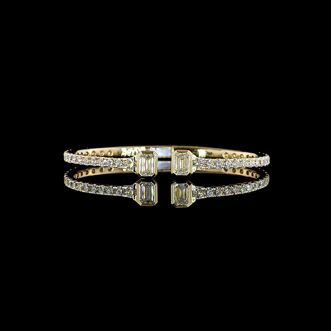 6.57 CTTW Emerald Lab Grown Diamond Bangles Bracelet (F Color and VS1 Clarity)