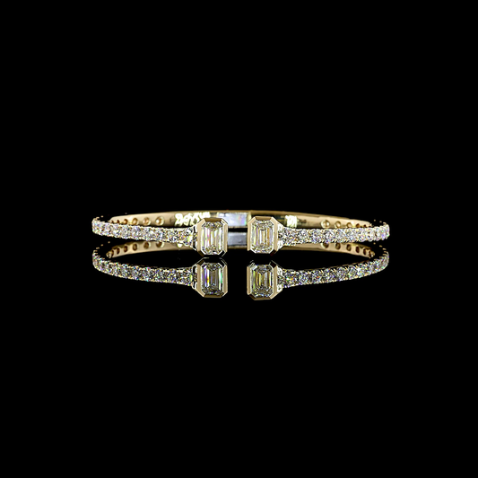 6.57 CTTW Emerald Lab Grown Diamond Bangles Bracelet (F Color and VS1 Clarity)