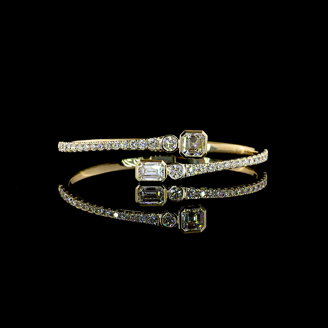 6.27 CTTW MIX Lab Grown Diamond Bangles Bracelet (F Color and VS1 Clarity)