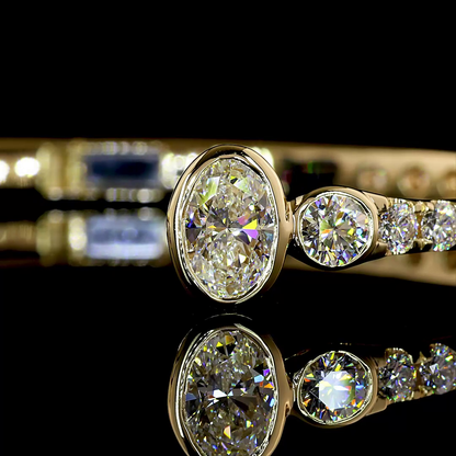 6.55 CTTW Oval Lab Grown Diamond Bangles Bracelet (E Color and VVS2 Clarity)