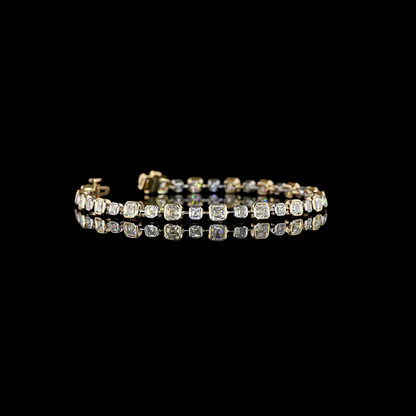 5.39 CTTW Asscher Lab Grown Diamond Station Bracelet 6.75" (E Color and VS1 Clarity)
