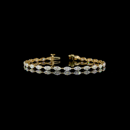 4.36 CTTW Marquise Lab Grown Diamond Tennis Bracelet 7" (F Color and VS1 Clarity)