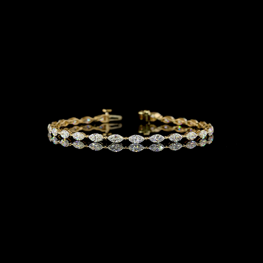 4.36 CTTW Marquise Lab Grown Diamond Tennis Bracelet 7" (F Color and VS1 Clarity)