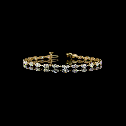 4.36 CTTW Marquise Lab Grown Diamond Tennis Bracelet 7" (F Color and VS1 Clarity)