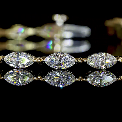 4.36 CTTW Marquise Lab Grown Diamond Tennis Bracelet 7" (F Color and VS1 Clarity)