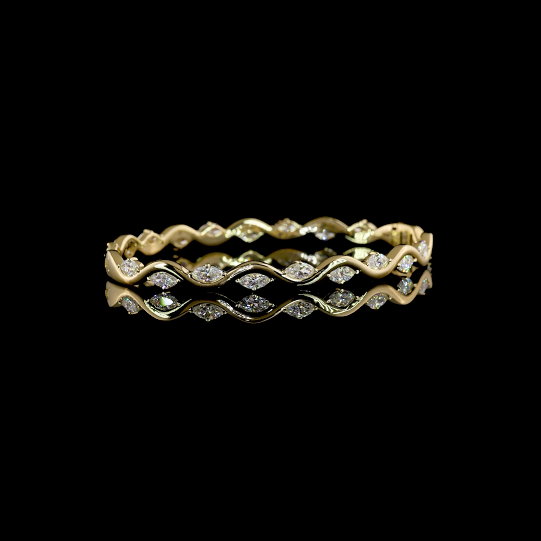 2.91 CTTW Marquise Lab Grown Diamond Bangles Bracelet (E Color and VS1 Clarity)
