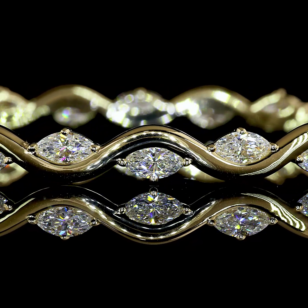 2.91 CTTW Marquise Lab Grown Diamond Bangles Bracelet (E Color and VS1 Clarity)