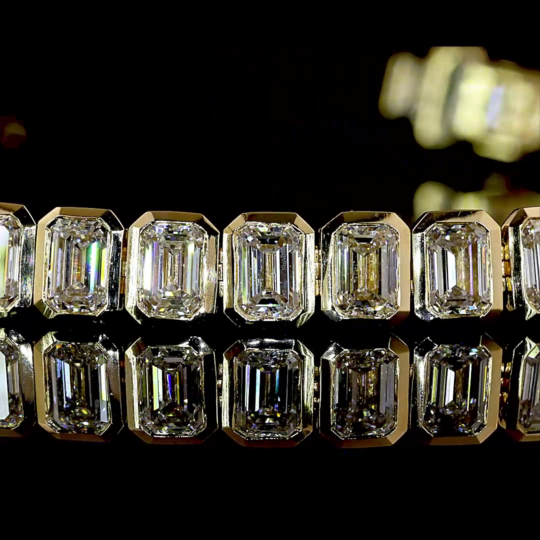 7.79 CTTW Emerald Lab Grown Diamond Tennis Bracelet 6.5" (E Color and VS1 Clarity)