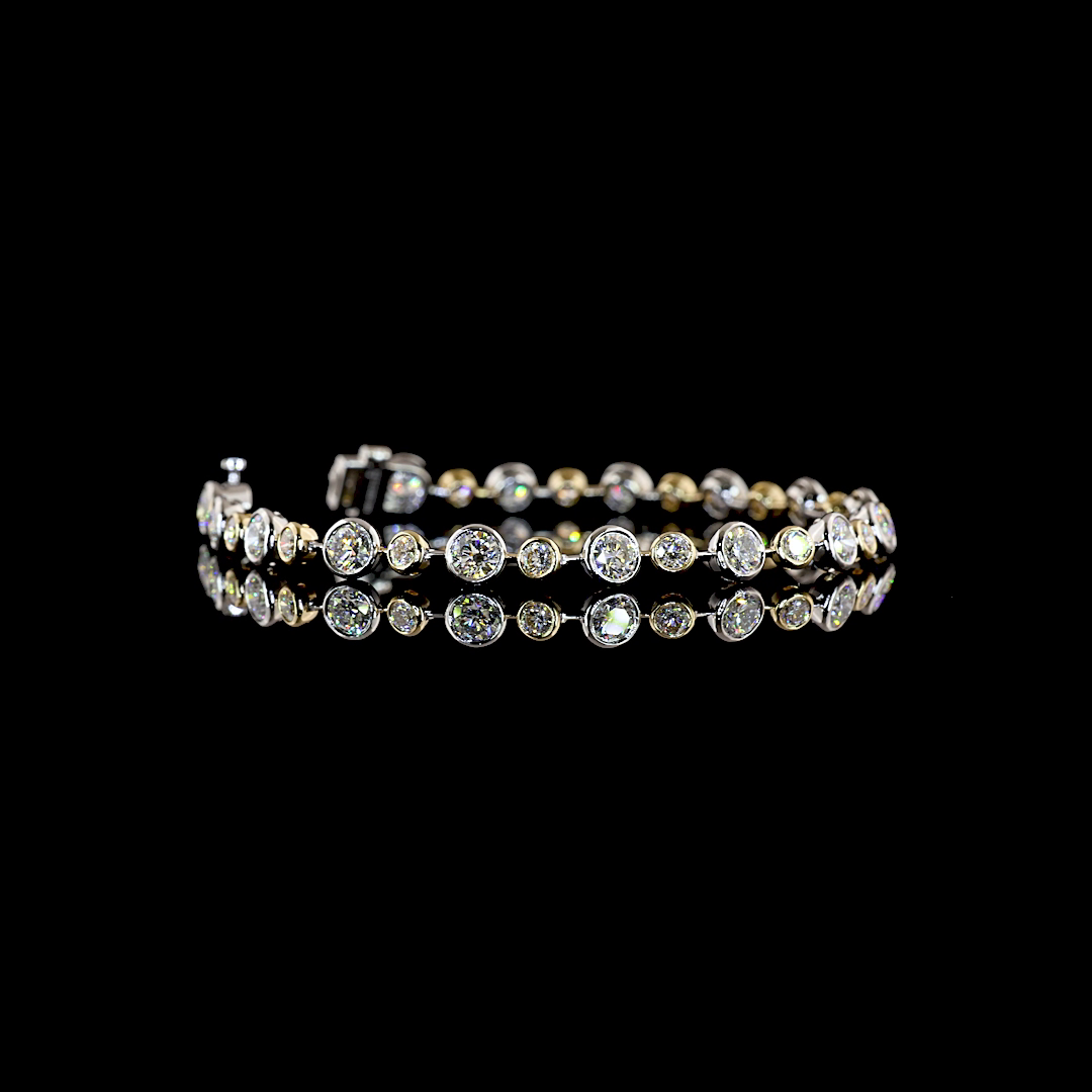 6.04 CTTW Round Lab Grown Diamond Station Bracelet 7" (E Color and VS1 Clarity)