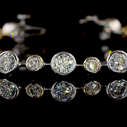 6.04 CTTW Round Lab Grown Diamond Station Bracelet 7" (E Color and VS1 Clarity)