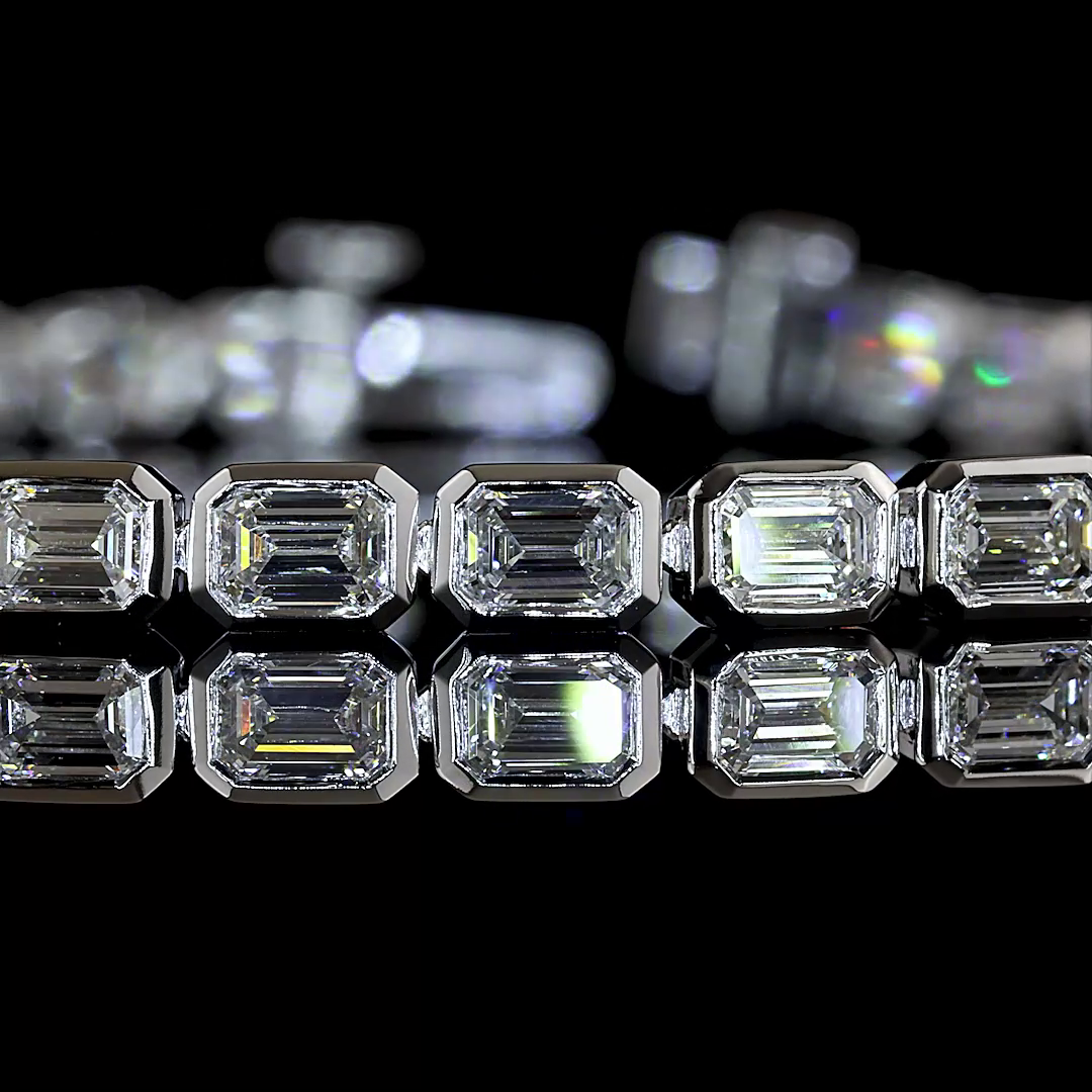 4.93 CTTW Emerald Lab Grown Diamond Tennis Bracelet 7" (E Color and VS1 Clarity)