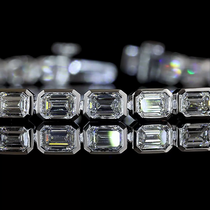 4.93 CTTW Emerald Lab Grown Diamond Tennis Bracelet 7" (E Color and VS1 Clarity)