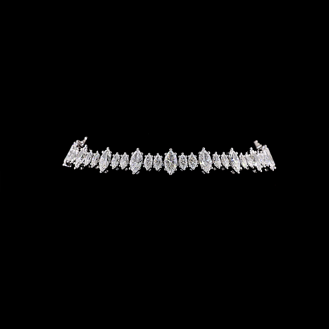 7.66 CTTW Marquise Lab Grown Diamond Tennis Bracelet 6.5" (F Color and VS1 Clarity)