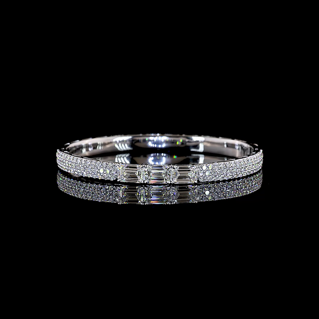 4.82 CTTW Emerald Lab Grown Diamond Bangles Bracelet 6.25" (E Color and VS1 Clarity)