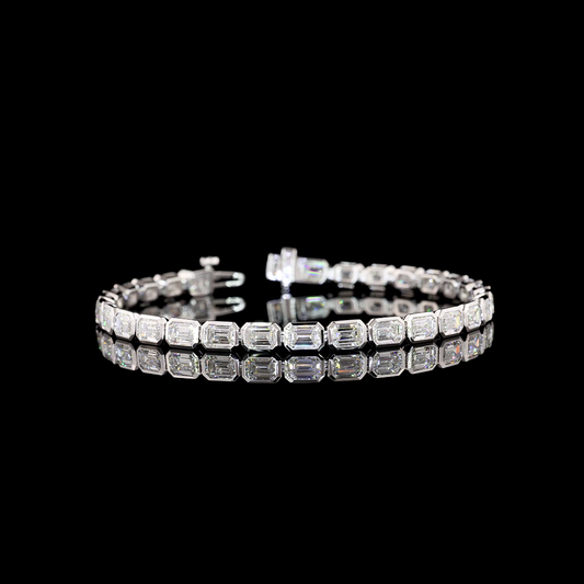 9.92 CTTW Emerald Lab Diamond Tennis Bracelet 7" 14k White Gold E Color and VS1 Clarity jewelry-spot-usa